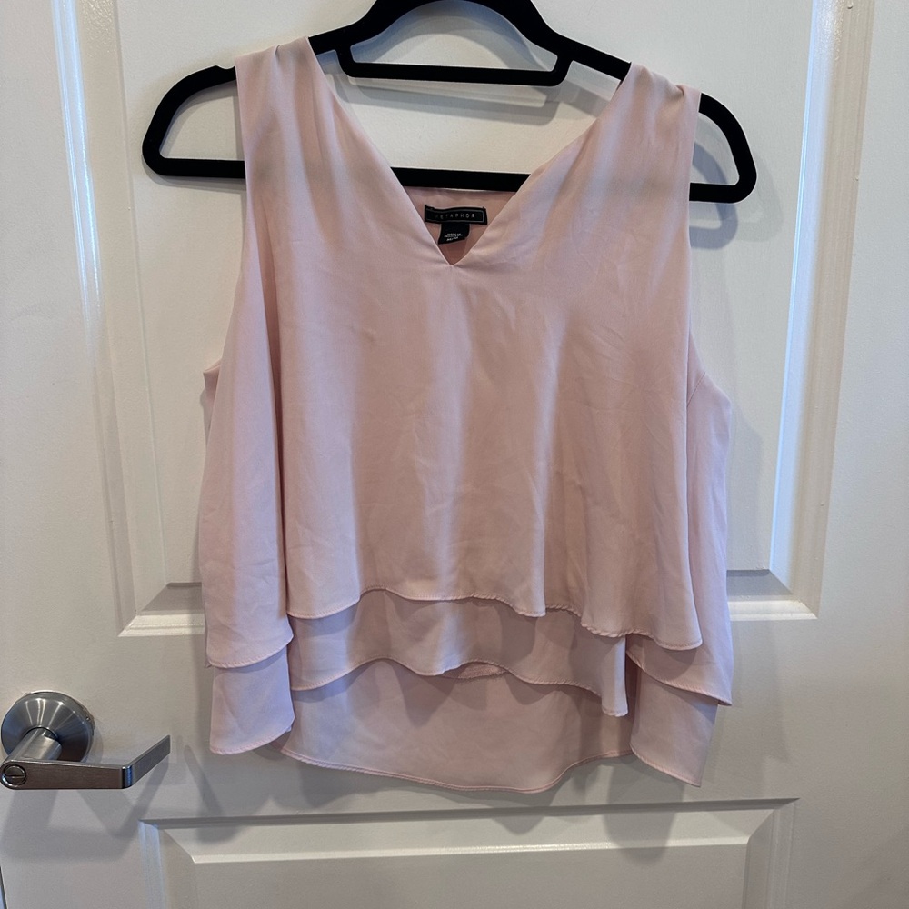 Express Soft Pink Layered V-Neck Blouse